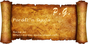 Pordán Gyula névjegykártya