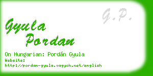 gyula pordan business card